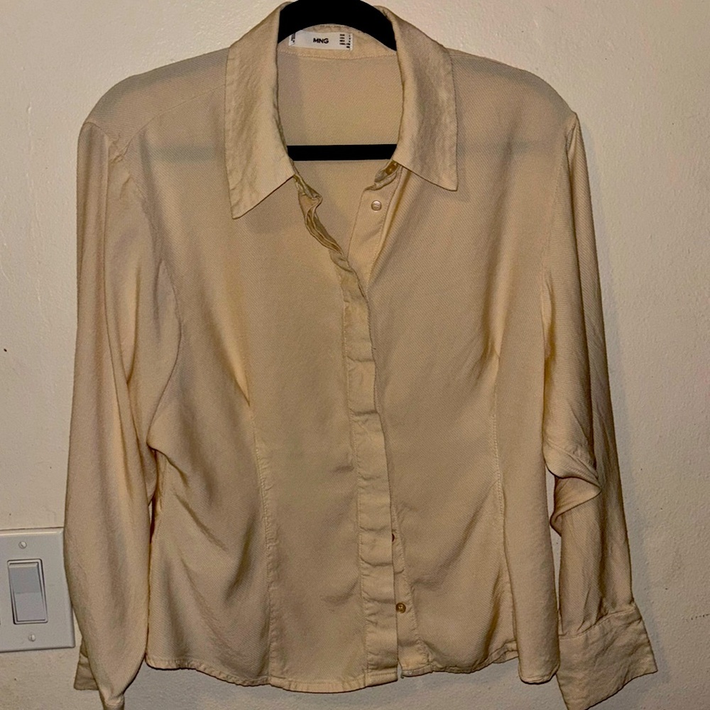 Mango light yellow long sleeve button down